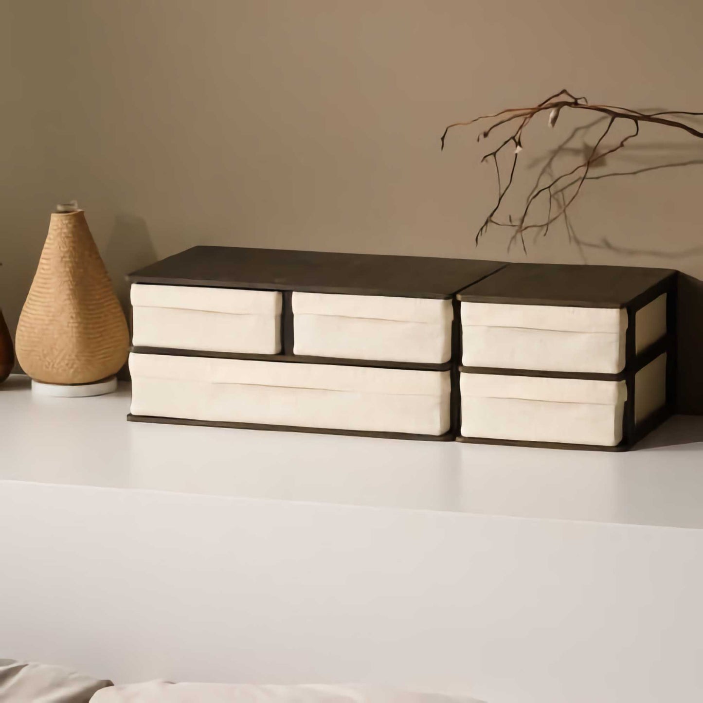 Gudee Ree desktop organizer 2-drawers. brown